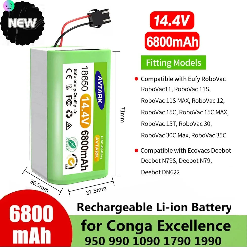 

Long-lasting Battery Pack for Conga 990 1090 Tesvor X500 Ecovacs Deebot N79 N79S DN622 Eufy RoboVac 11 11S RoboVac 30