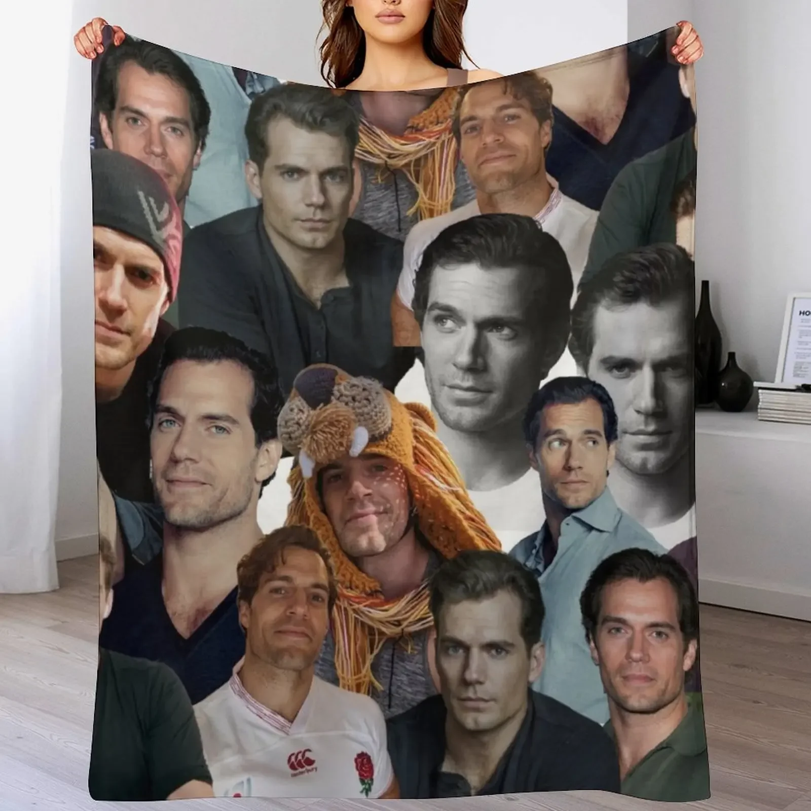 henry cavill photo collage Throw Blanket Flannel Fleece Soft Warm Throw Blanket