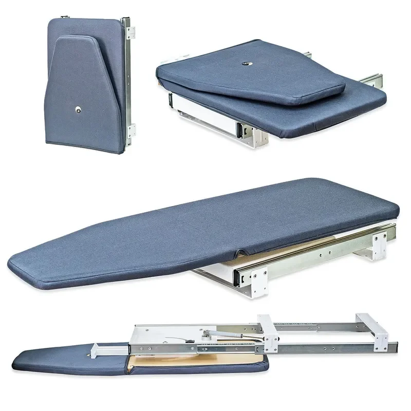 Foldable Wooden Ironing Board with Slide Rail Mobile Storage 360 Degree Adjustable Height Heat Resistant Surface for Home Use