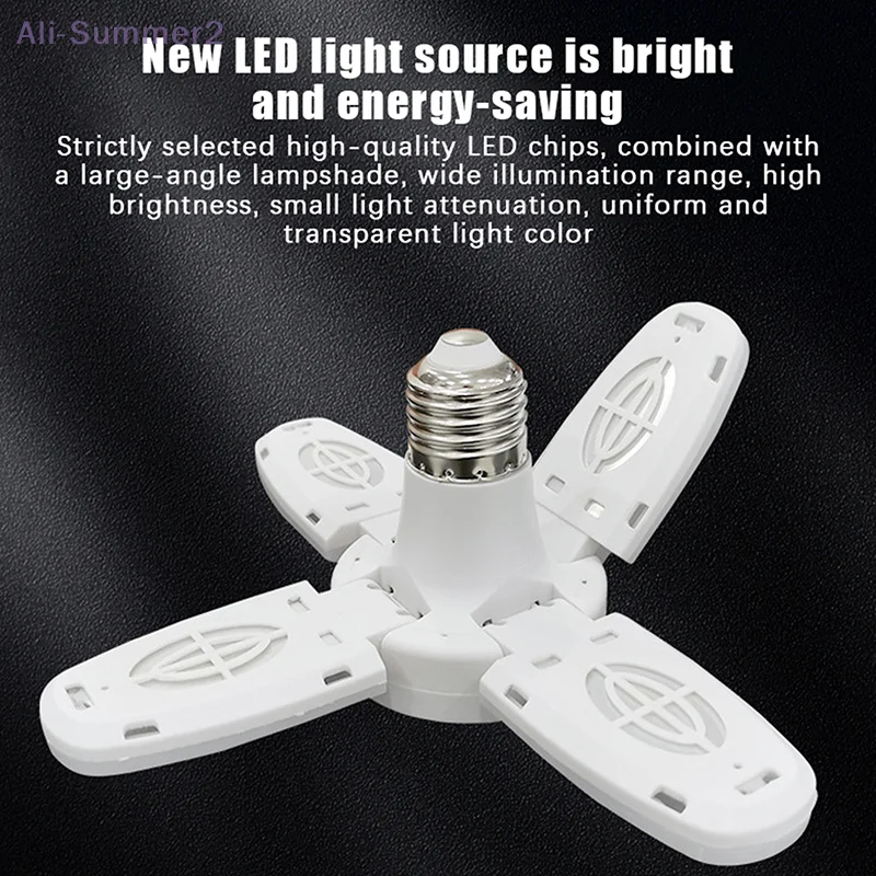28W Super lumineux E27 LED ampoule ventilateur pliant feuille plafonnier 85-265V 40/50/56 LED s lampe intérieure ampoule maison lumière décoration