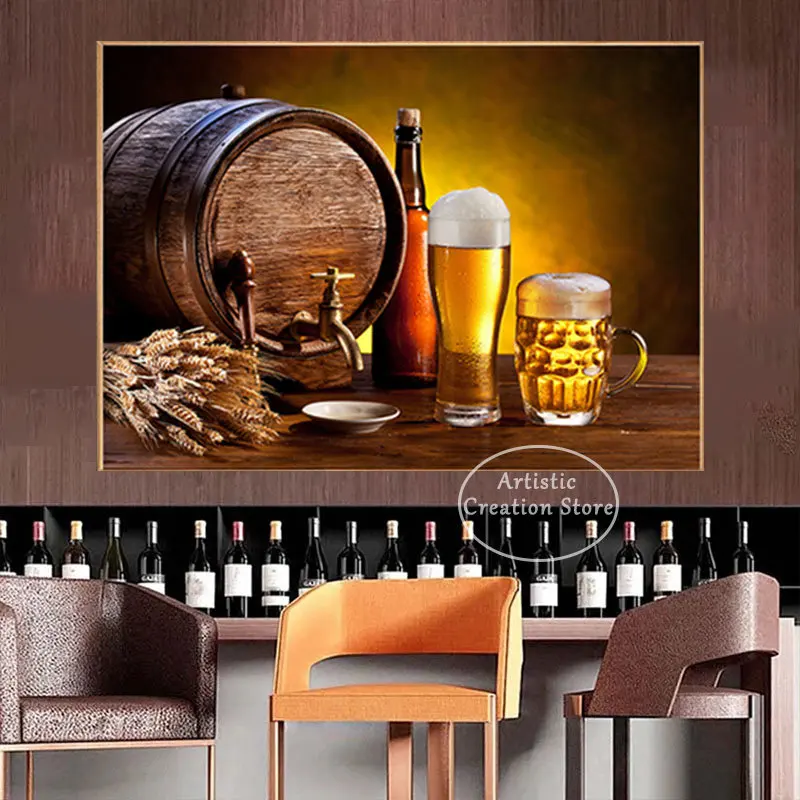 

Modern Industrial Style Beer Bottle Poster Wall Art Canvas Paintings Collect Cans Prints for Living Room Bar Kitchen Home Decor