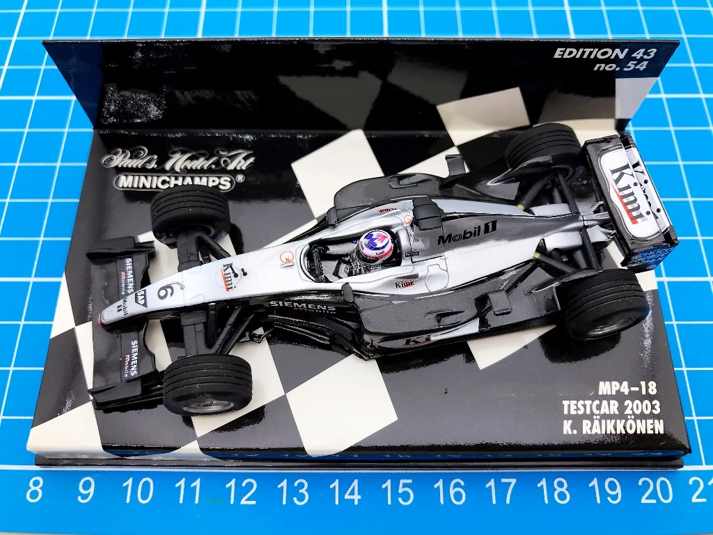 Minichamps 1:43 F1 2003 MP4-18 K.Raikkonen symulacja edycja limitowana żywica metal statyczny model samochodu zabawka prezent