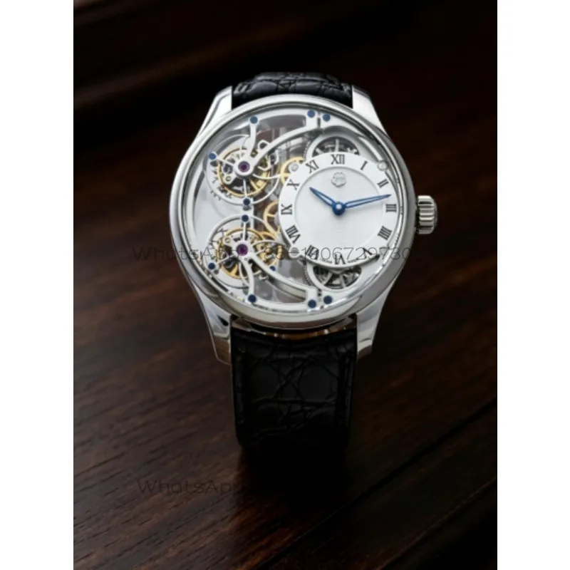 

Da Qin Wang Jian Yin and Yang Double Tourbillon Flying Hanging Men's Luminous Stainless Steel Mechanical Watch