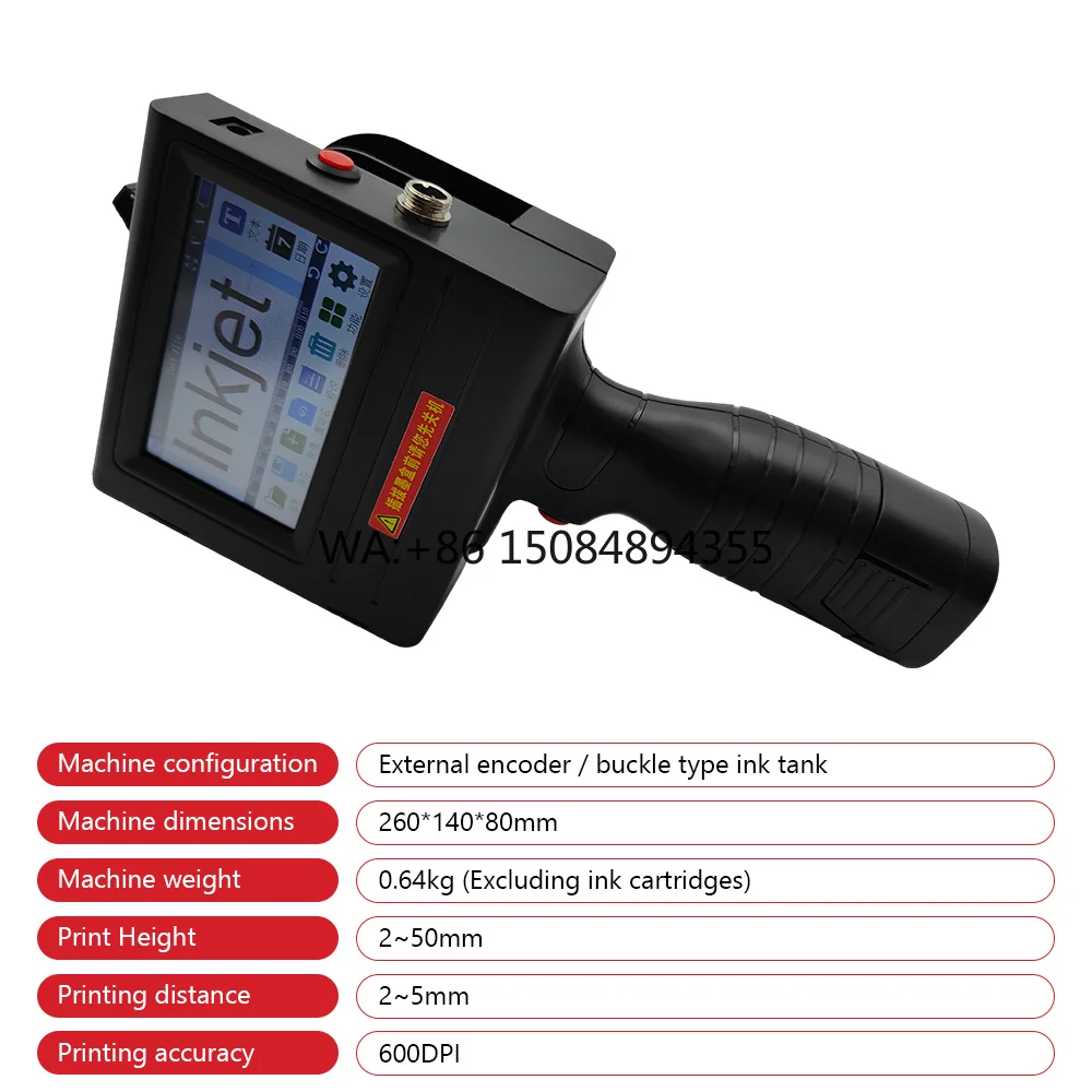 Intelligent Handheld Inkjet Printer 25.4mm Double Cartridge Batch Coder for Large Character Logo Printing USA