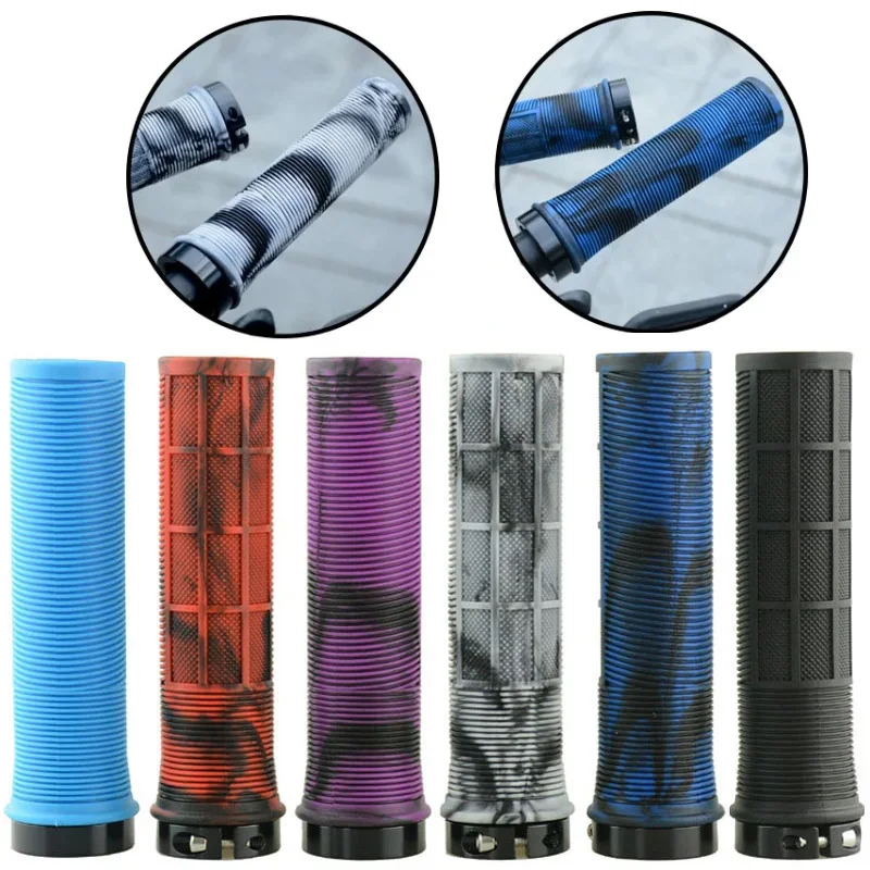 AliExpress NONE TPR Bicycle Handlebar Grips Lock-on Mountain Bike Hnadles Cover Bar End Anti-Slip Shock-Absorbing MTB Cuffs Waterproof Bike Grip