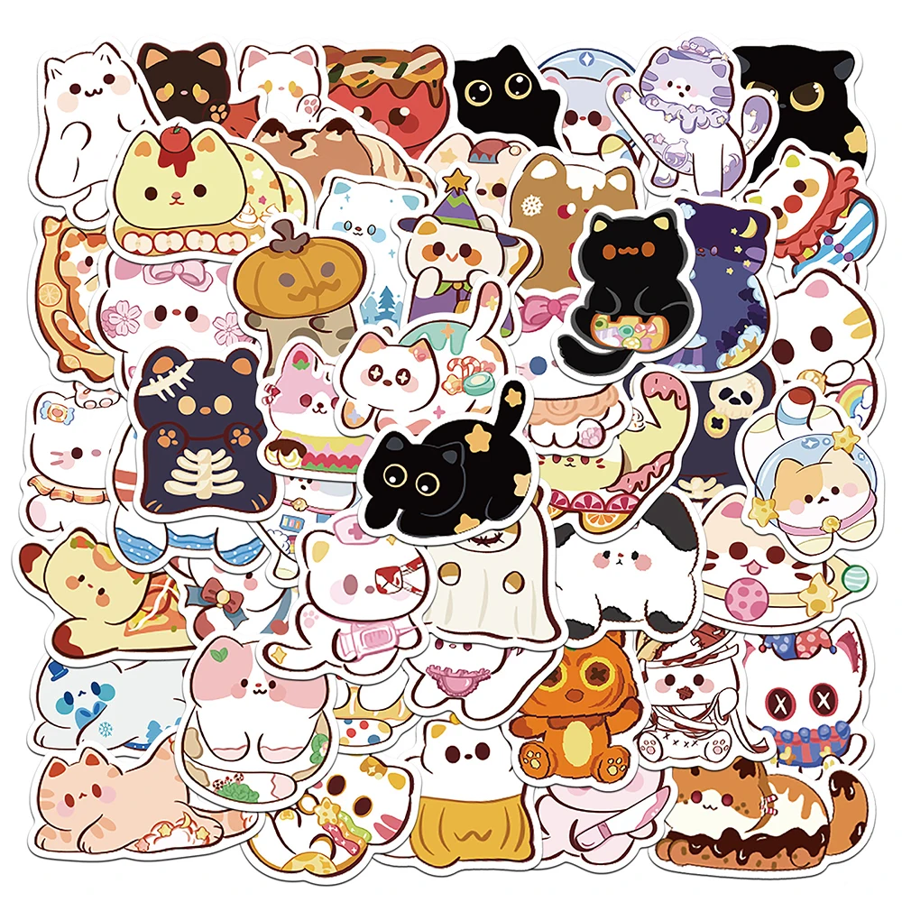 10/30/50pcs Kawaii Cartoon Cat Creative Stickers Waterproof DIY Motorcycle Suitcase Notebook Bike Cute Graffiti Sticker for Gift