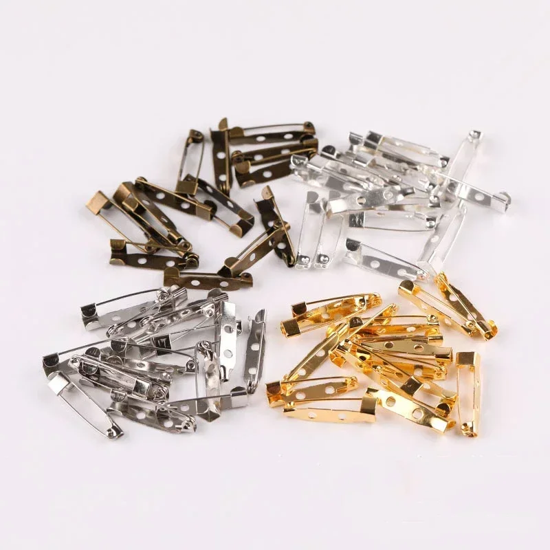 50pcs Brooch Clip 15/20/25/30/35/40mm Safety Base Pins Brooch Settings Blank Base For DIY Jewelry Making Supplies