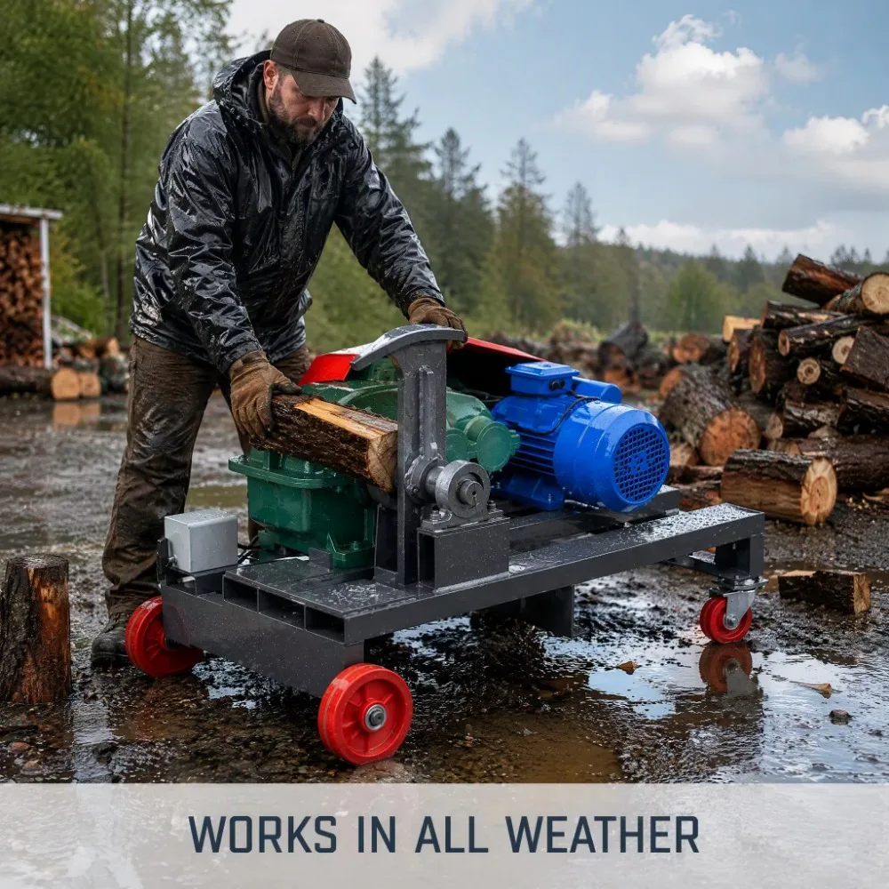Electric Log Splitter with Safety Guard Gearbox Drive Rotary Splitting Arm Heavy Duty Frame Easy Feed for Farm Firewood