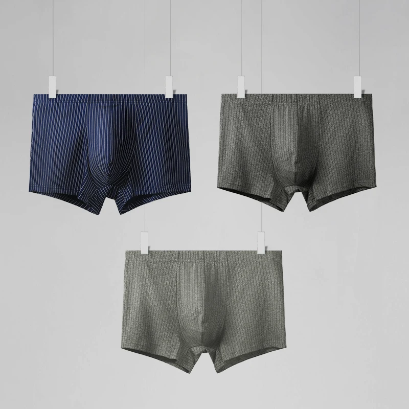 3PCS Men's pure cotton underwear. Simple-style men's cotton boxer shorts, thin style for summer, suitable for men's sports, comf