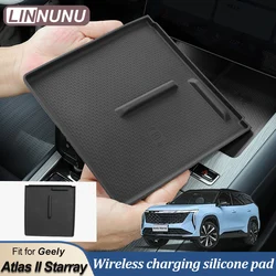 LINNUNU car Central Control Wireless charging Pad For Geely Atlas II Starray Boyue L Silicone Non-slip Protect Mat Accessories