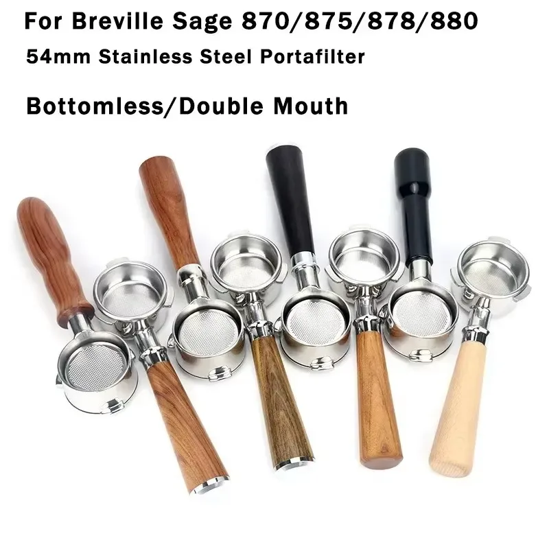 54mm Stainless Steel Double Mouth Portafilter for Breville Sage870/875/878/880 Bottomless Coffee Filter Handle Modification Tool