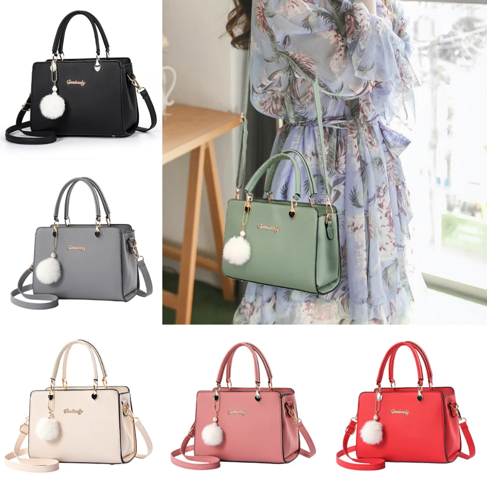 

Portable Waterproof Shoulder Bag Simple Adjustable Strap Crossbody Bag Large Capacity Solid Color PU Leather Bag Travel