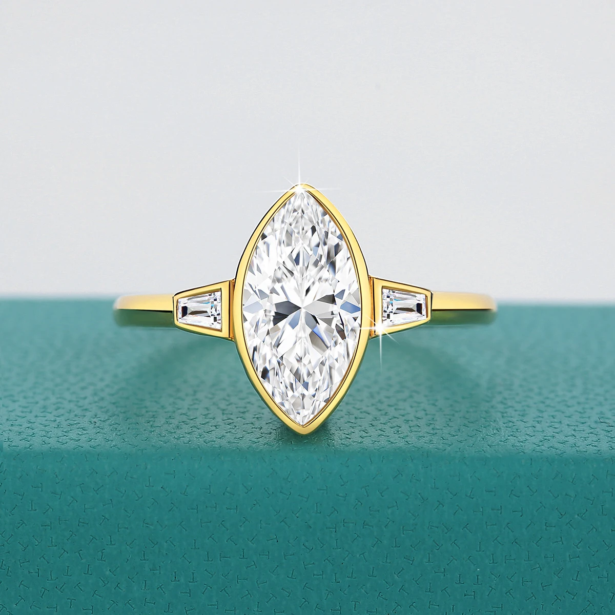 Genuine 14K Gold 2ct Marquise Cut Moissanite Women's Ring Romantic Engagement Wedding Rings Fine Jewelry English Certificate