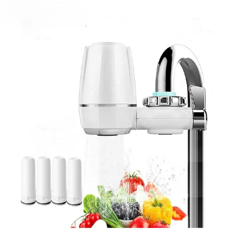 Tap Water Purifier Clean Kitchen Faucet Washable Ceramic Percolator 4 Replacement Filter Cartridges Bacteria Removal