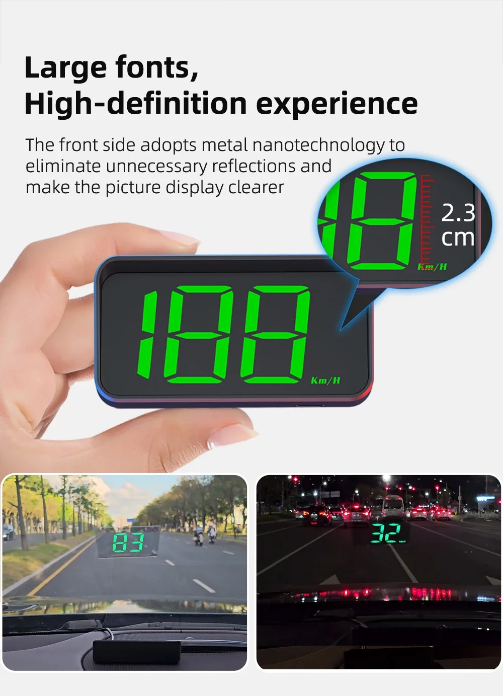 M2 Head-Up-Display Auto-GPS-Tachometer KMH HUD Universelles USB-Kabel Plug & Play GPS & Beidou Dual-Satellitensystem – Detail 12