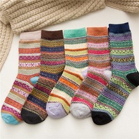 5 Pairs Women Winter Autumn Fashionable Mid Socks New Crew Ladies Happy Funny Novelty Dot Design Socks  ﻿