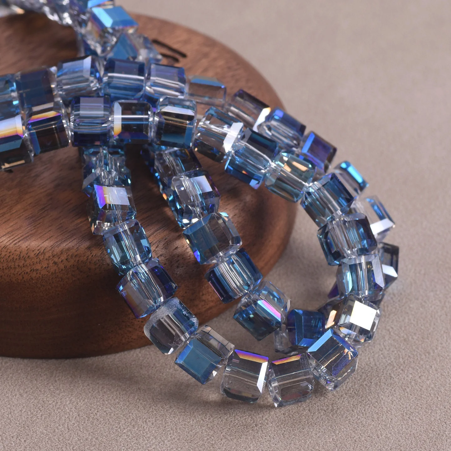 Cube Shape Glossy Colorful Faceted Crystal Glass Loose Beads 20PCS 7mm For DIY Jewelry Beading Supplies view 6