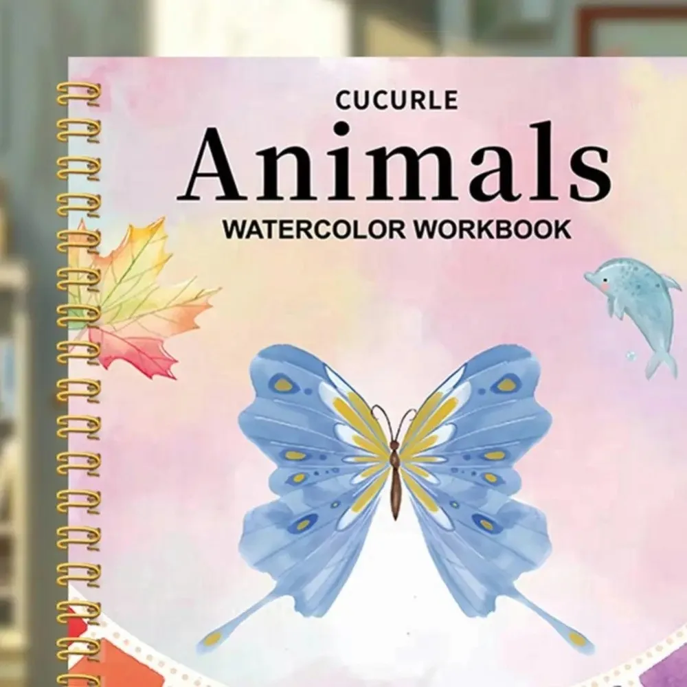 

Beginner-Friendly Watercolor Workbook with Paint Brush With 12Color Paint Set Watercolor Paint Book Animal Flower