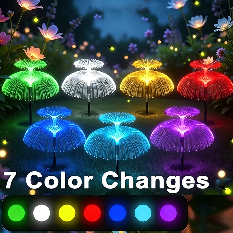Outdoor Garden LED Solar Flowers Lights Waterproof Jellyfish Decor Solar Lights for Yard Patio Pathway Street Lawn Solar Lamp
