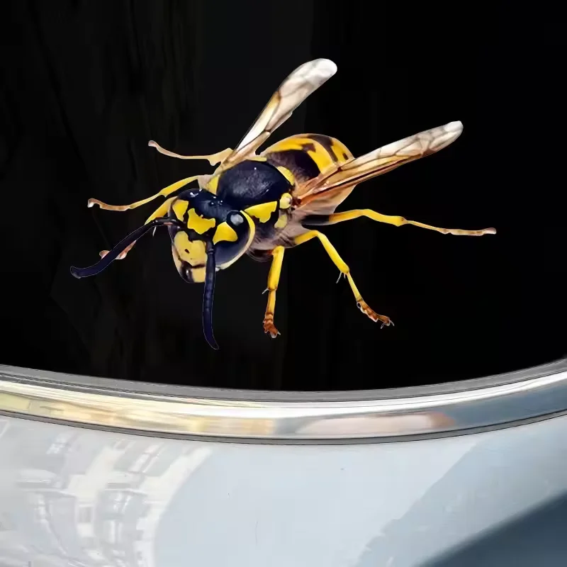 3D Transparent Fuel Tank Cap Sticker 3D Dragonfly Fly Wasp Cricket Grasshopper Simulation Painted Insect Creative Car Sticker