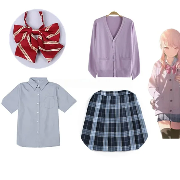 

Новинка 2025 года, карнавальный костюм Akiyama Mizuki на Хэллоуин, Рождество, роль PJSK, повседневный свитер, кардиган, полный комплект, свитер, рубашка, юбка, галстук