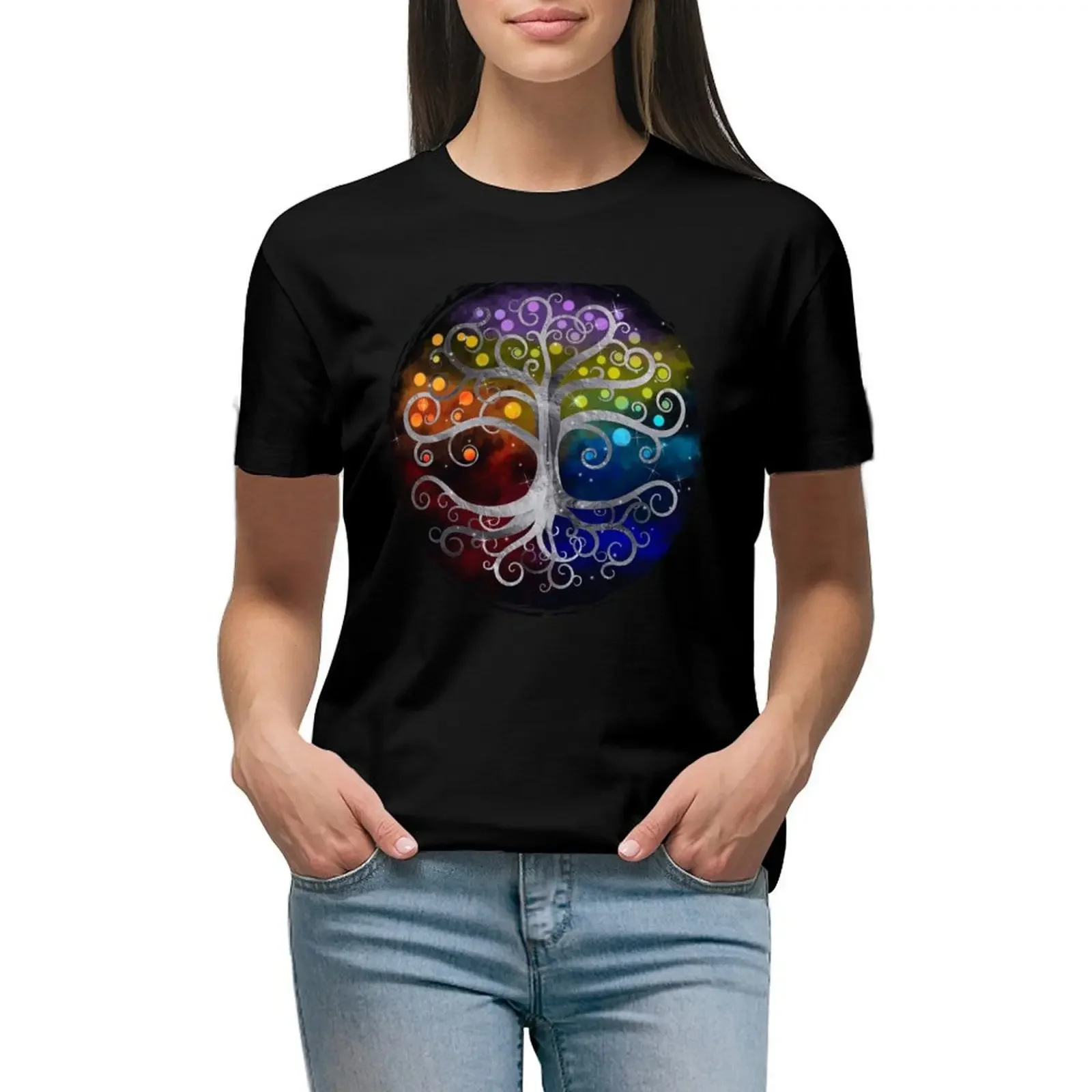 

Tree of life Silver Swirl T-Shirt customs vintage clothes summer top summer tops t-shirt dress for Women graphic