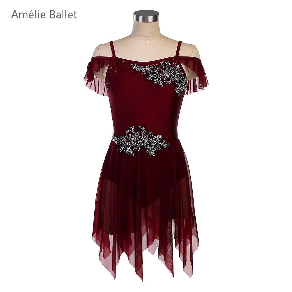 25024-burgundy-ballet-lyrical-contemporary-ballet-dance-tutu-spandex-bodice-with-layers-soft-tulle-tutu-skirts-8-colors