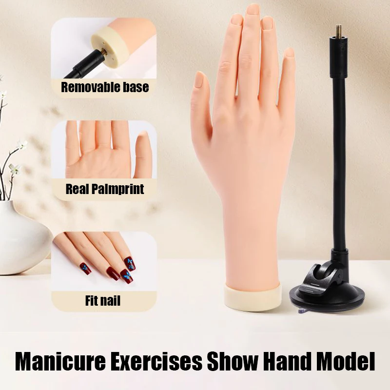 

Силиконовая рука-манекен для тренировки маникюра, мягкая, для начинающих, для обучения нейл-арту и демонстрации украшений, модель искусственной руки