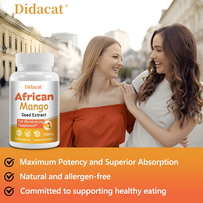African Mango Extract Capsules, Natural Plant Supplement for Metabolism Support Appetite Control Energy Immune & Healthy