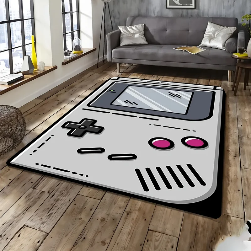 VIKAMA Retro-Gaming-Konsolen-Teppich, weich, warm und bequem, rutschfest, für Wohnzimmer, Sofa, Bett, Nachttisch, für Schlafzimmer, Heimdekoration