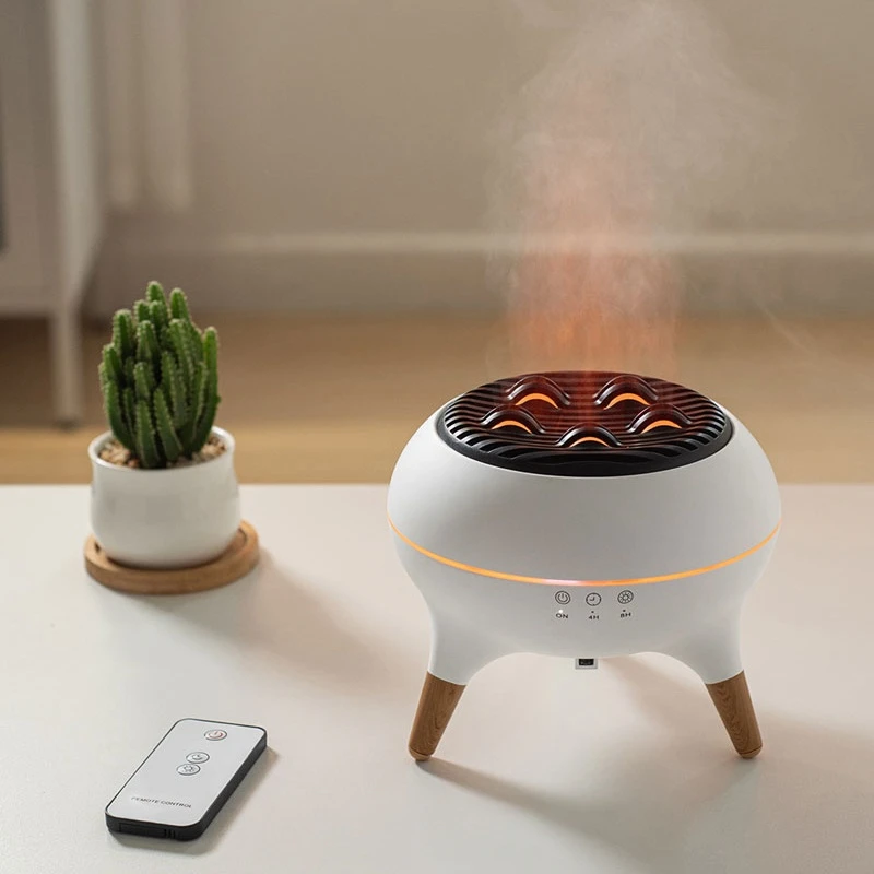 Remote Control Aroma Defuser 2024 Baru 350Ml Ultrasonic Electric Fire Flame Humidifier Diffuser dengan Pengatur Waktu