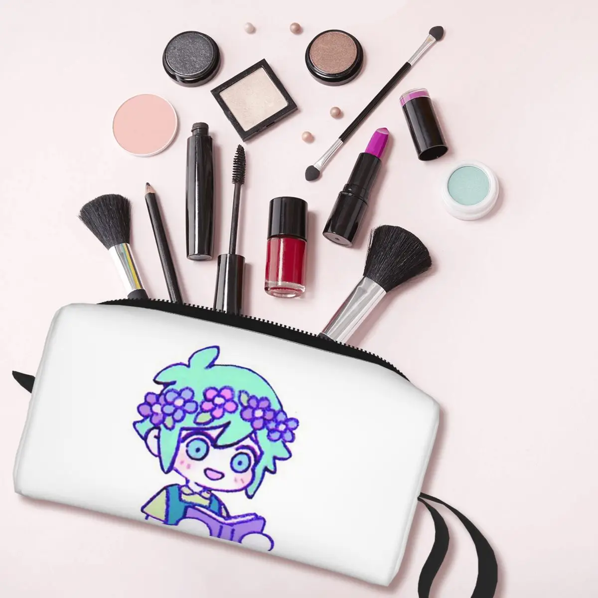 Cute Basil Omori Emote Makeup Bag Cosmetic Organizer Toiletry Cosmetic Bag for Women Beauty Travel Pencil Case