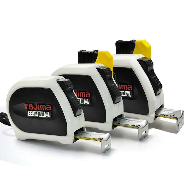 Cinta métrica de diseñador portátil Tajima de 5 m y 5.5 m con bloqueo automático, engrosada, de acero importado