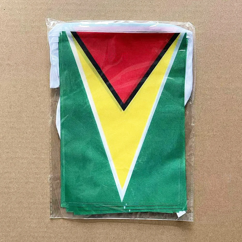 EOODLOVE 20pcs/lot Guyana Flag High Quality Polyester Flag 14x21cm Guyana Small Flag Holiday Party Flag