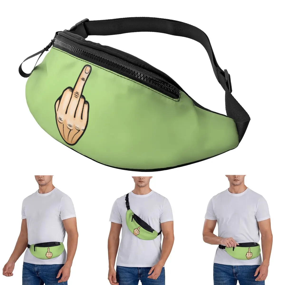 

Crossbody Waist Bag Hand Gesture Design Middle Finger Shows Middle Fingers Men Women Fanny Pack Traveling Running Money