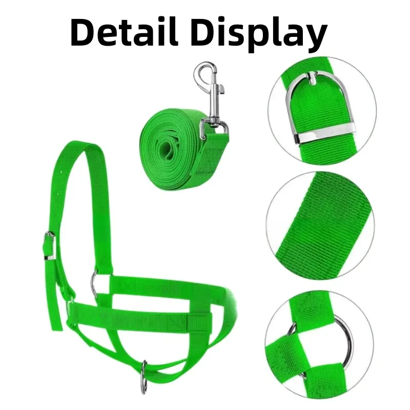 Green Adjustable Livestock Nylon Collar Rope Cattle Horse Donkey Goat Bridle