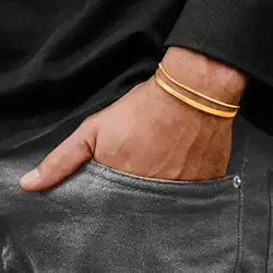 Stainless Steel Adjustable Cuff Bracelet For Men Simple Multi-layer Matching Bracelet Fashion Jewelry Trendy Men's Accessories