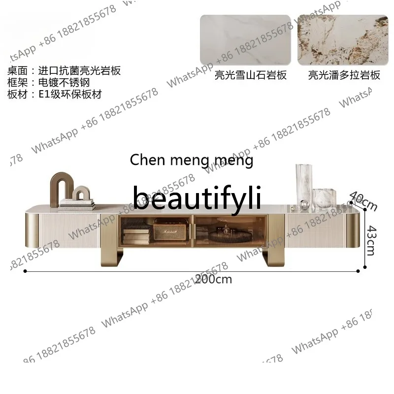 Легкий роскошный шкаф для телевизора Современная простая гостиная бытовой напольный шкаф, небольшой журнальный столик из каменной плиты Шкаф для телевизора H