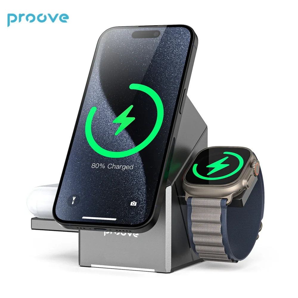 Qi2 Auto-rotating Dock Wireless Charger 3 in 1 Fast Charging for IPhone 16/15/14/13 /12pro Max，iwatch and Airpods Qi2 Charger