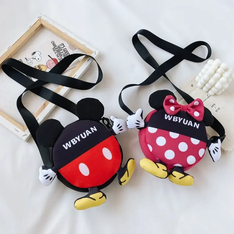 

2024 Disney Mickey Minnie Children's Shoulder Bag Cute Cartoon Crossbody Bag Boys and Girls Mini Bag Fashion Coin Purse