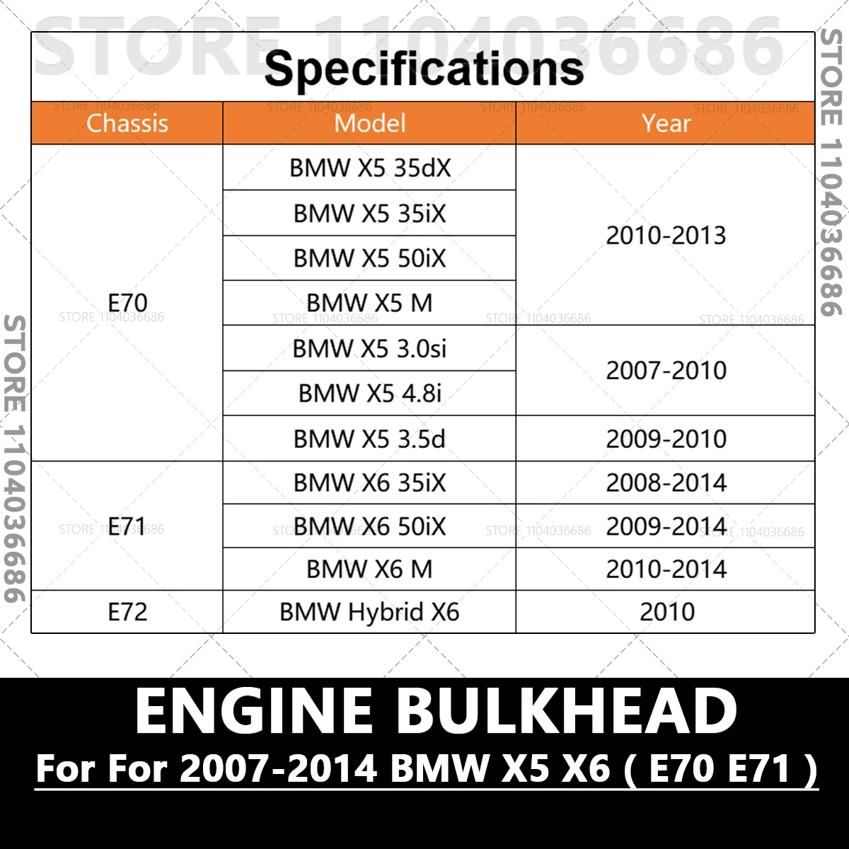 Для BMW X5 X6 E70 E71 2007-2014 гг., перегородка панели двигателя, отсек 51717169421 51717169422 51717169419 517571791 64316945583