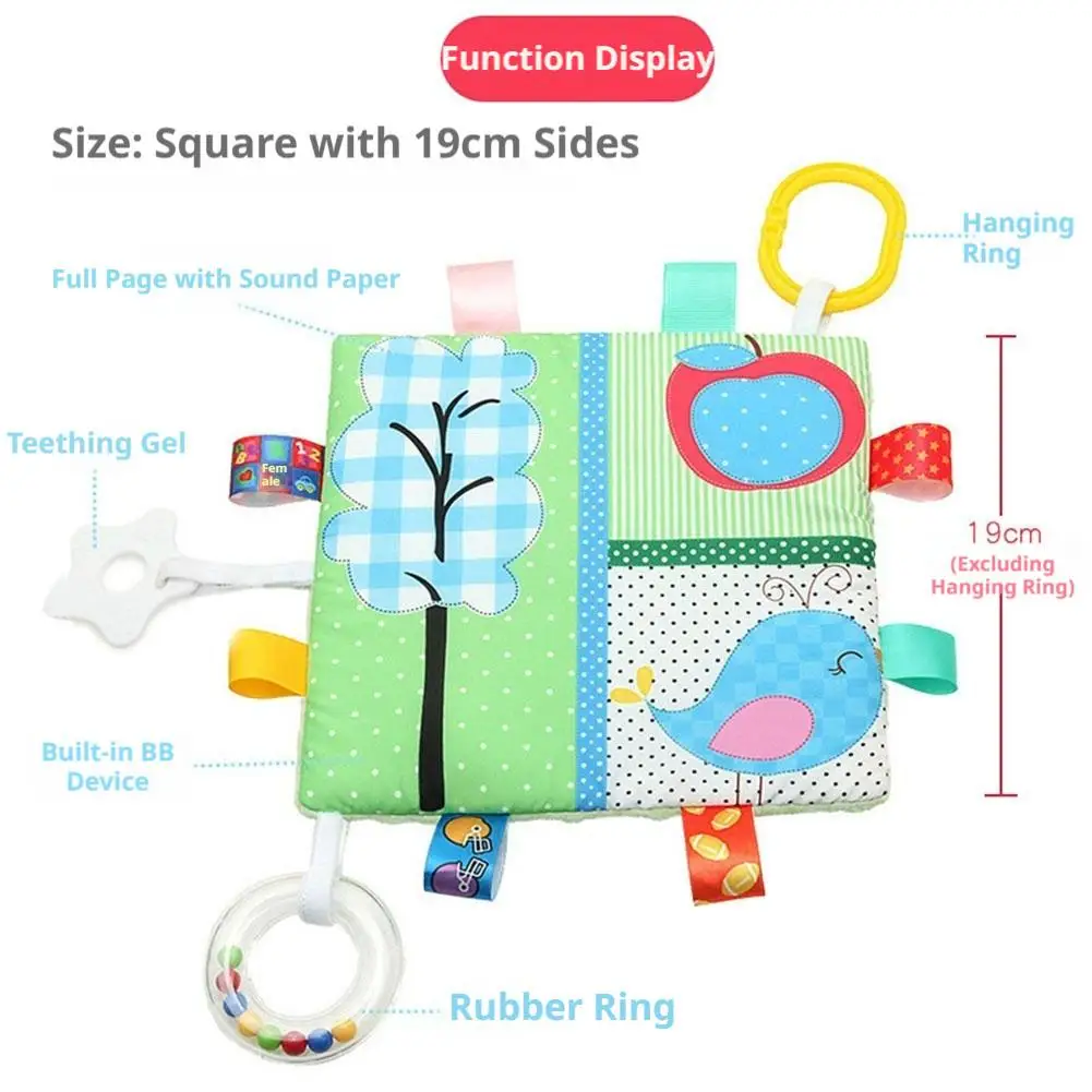 0-36Month Baby Early Learning Educate Toy Tail Cloth Book Parent-child Interactive Sound Paper Puzzle Cloth Book Rattle