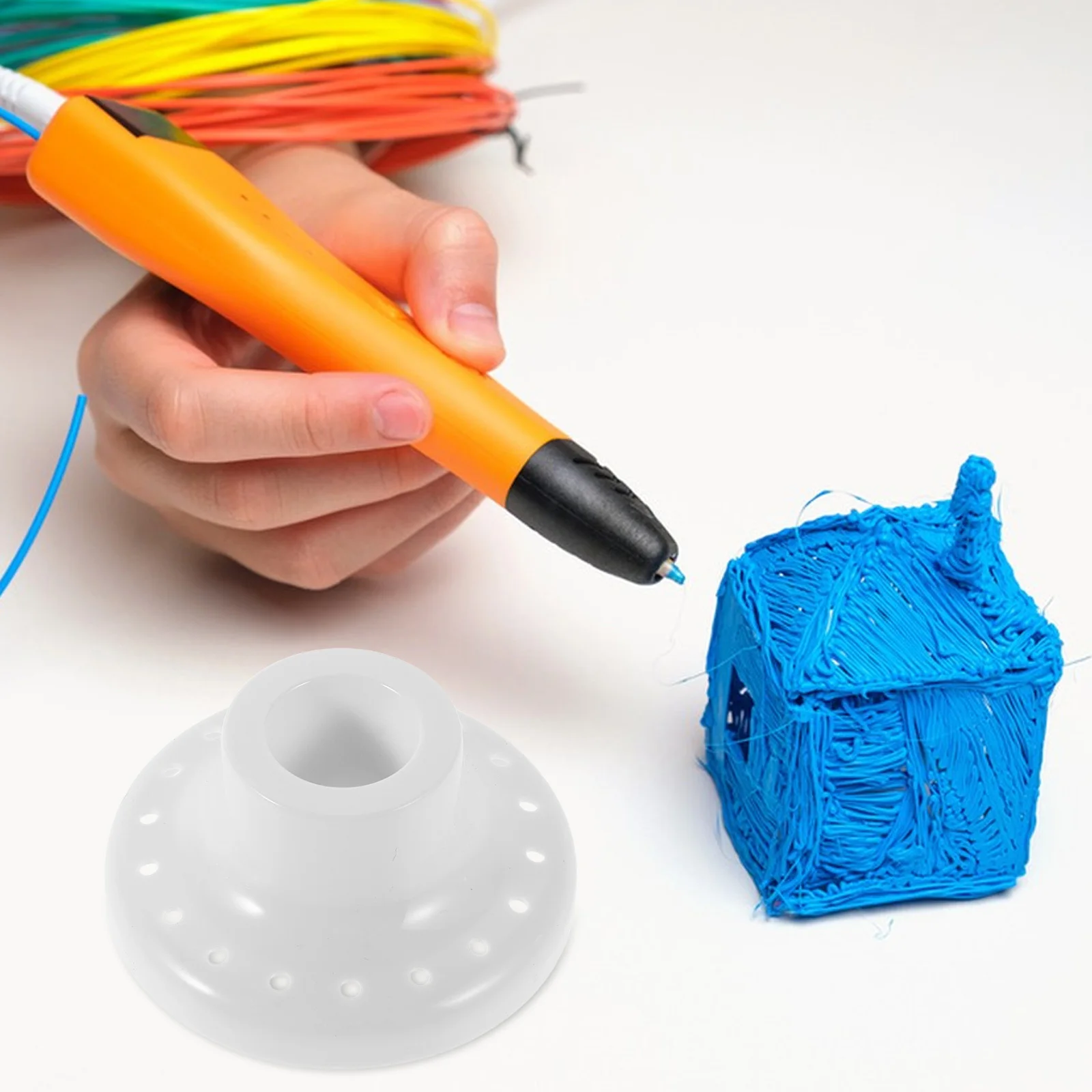 

6Pcs 3D Pen Base Stand Durable Craftsmanship Easy Access Desk Organizer for 3D Printing Pens White Plastic Holder