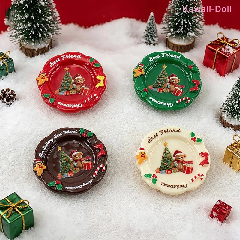 [DO]10Pcs Wholesale Mini Christmas Plates Resin DIY Accessories For Dollhouse Decor Keychain Pendants Desktop Oranment[DO]
