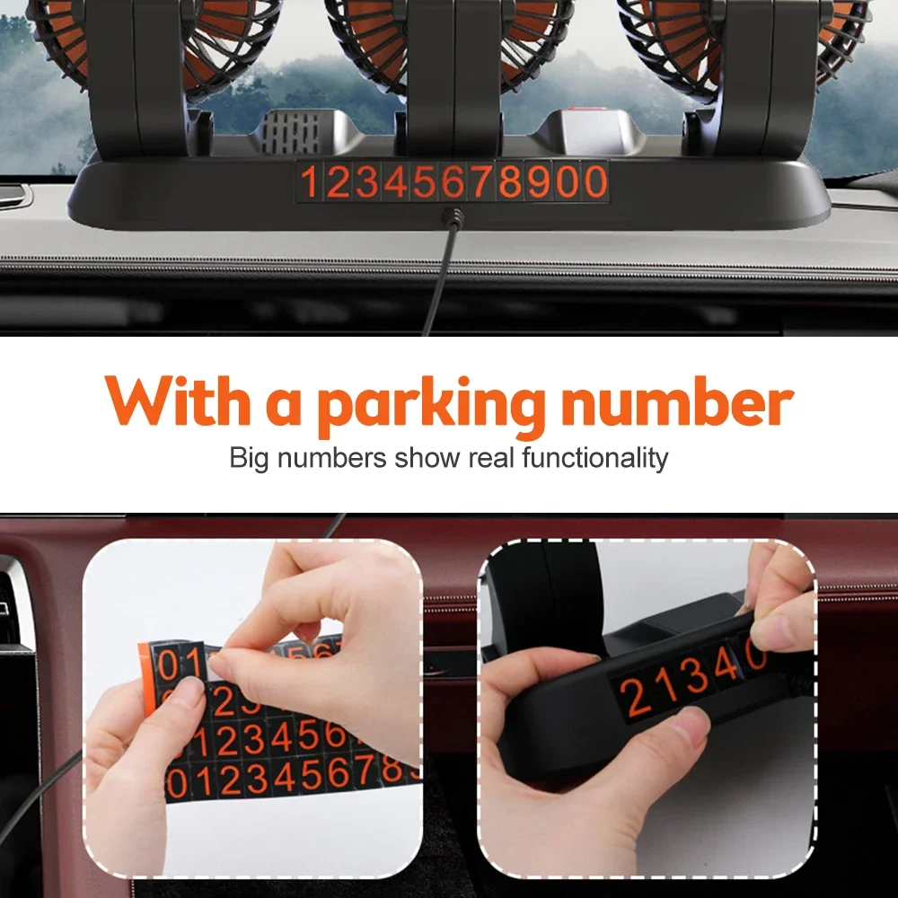 5V/12V/24V Car Fan1~3Head Car Interior Accessories 360 Degrees-round Car Cooling Accessories Swing Fan Ventilation Auto Fan With