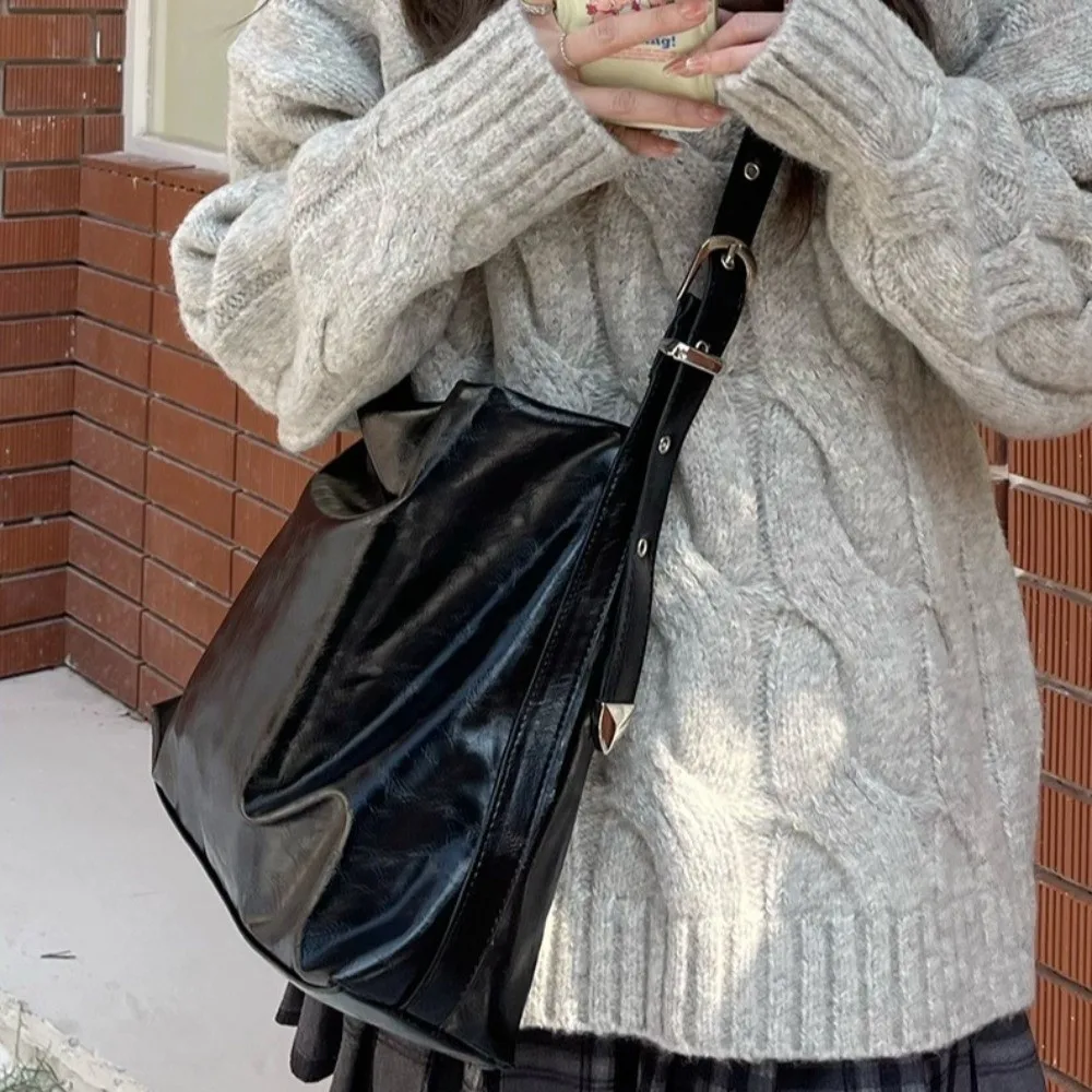 

Soft Square Large Capacity Crossbody Bag Hobo Korean Style Leather Shoulder Bag Y2k Solid Color Women Handbag Ladies