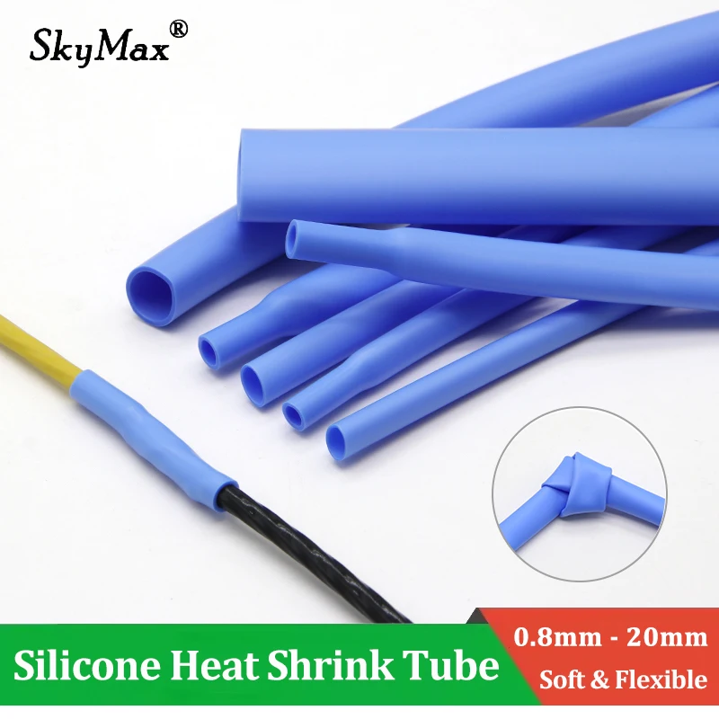 Blue 0.8//2/3/4/6/8/10/12/20mm 1.7:1 Silicone Heat Shrink Tube Insulated Shrinkable Protect Wire High Temperature Cable Sleeve