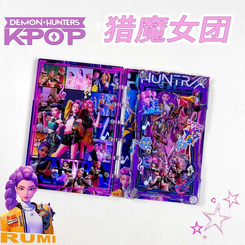 

KPop Demon Hunters Shake The Book Acrylic Binder Notebook A7 HUNTR/X Rumi Mira Zoey DIY Acrylic Diary Student K-Pop Child Gift