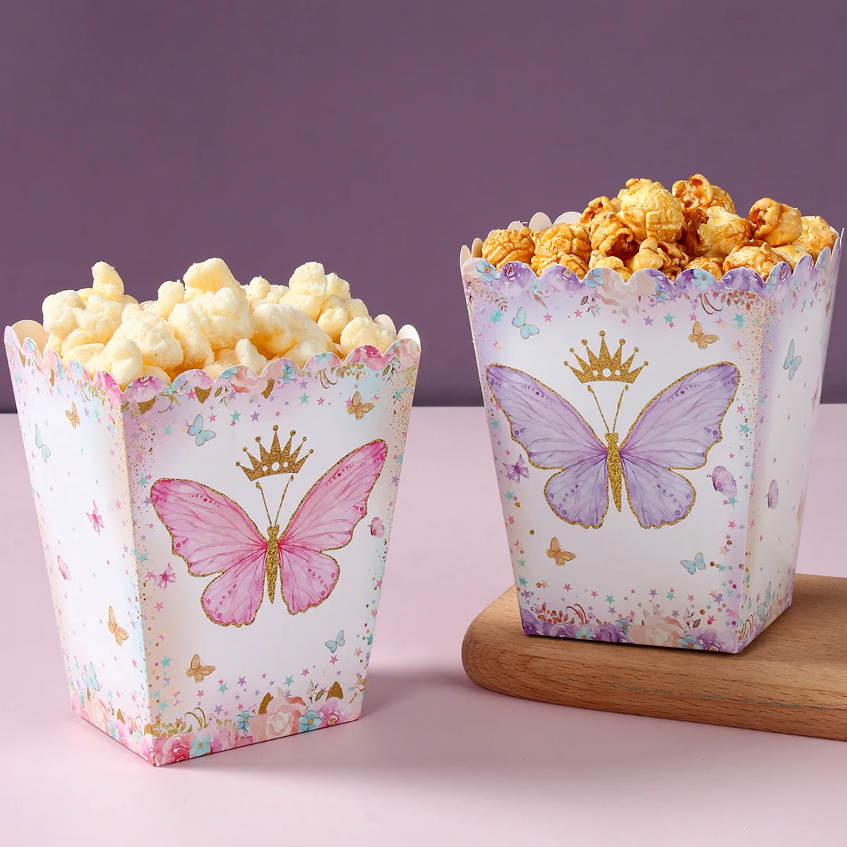 Pink Purple Butterfly Popcorn Box Candy Box Butterfly Birthday Party Decor Kids Girl Wedding Birthday Party Supplies Baby Shower