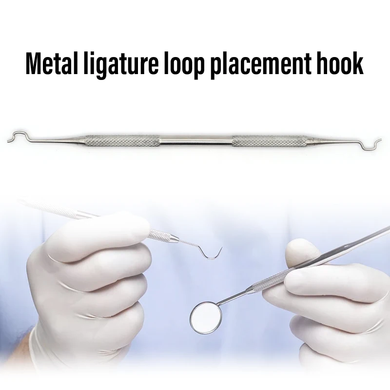 

1pc Stainless Steel Dental Tool Teeth Clean Hygiene Explorer Probe Orthodontic Twirl-on Module Elastic Ligation Ring Holder